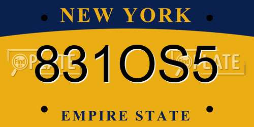 831OS5 New York License Plate