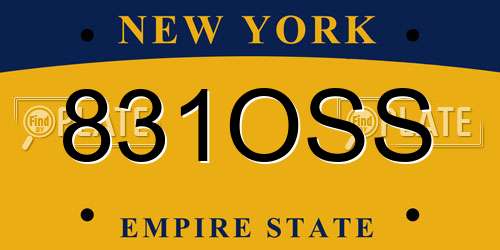 831OSS New York License Plate