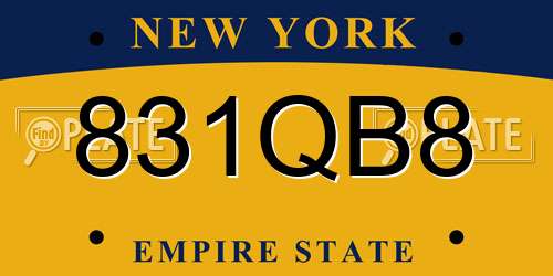 831QB8 New York License Plate