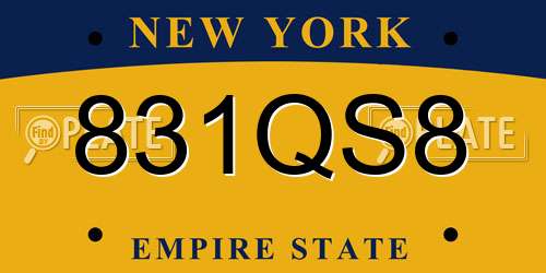 831QS8 New York License Plate