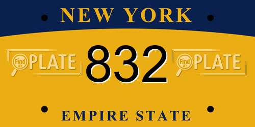 832 New York License Plate