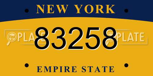 83258 New York License Plate