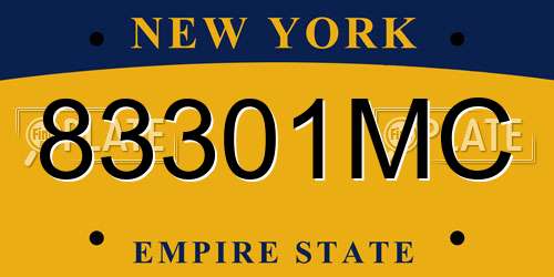 83301MC New York License Plate