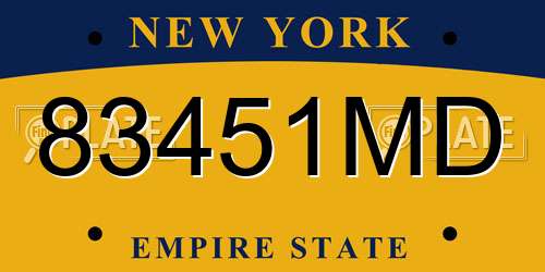 83451MD New York License Plate