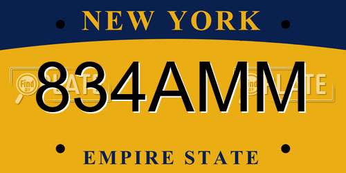 834AMM New York License Plate