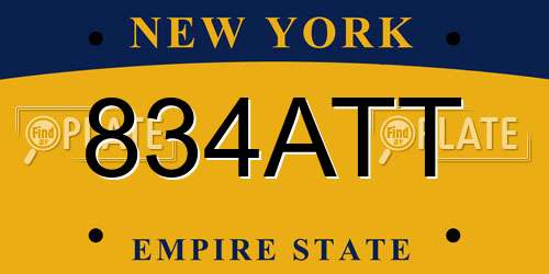 834ATT New York License Plate