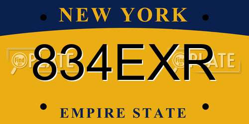 834EXR New York License Plate