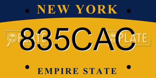 835CAC New York License Plate