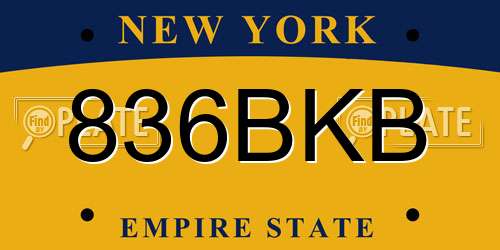 836BKB New York License Plate