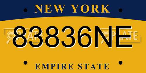 83836NE New York License Plate
