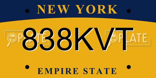838KVT New York License Plate