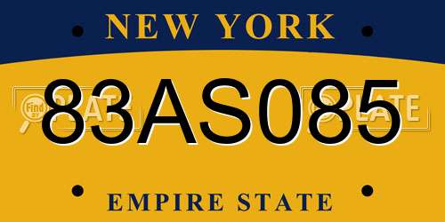 83AS085 New York License Plate