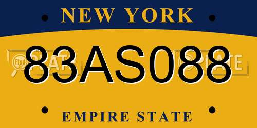 83AS088 New York License Plate