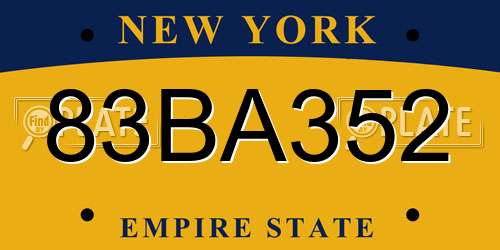 83BA352 New York License Plate