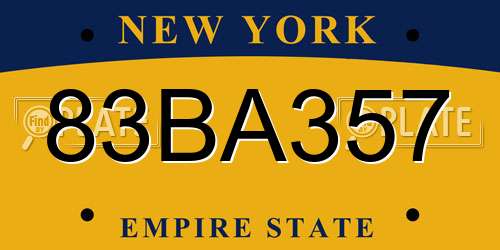 83BA357 New York License Plate