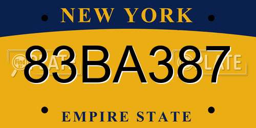 83BA387 New York License Plate