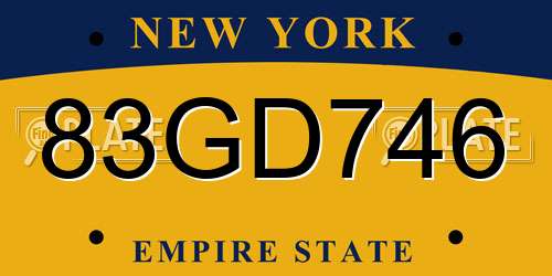 83GD746 New York License Plate