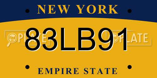 83LB91 New York License Plate