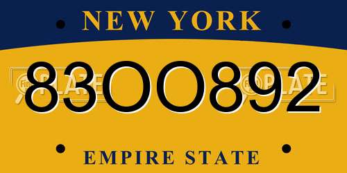 83OO892 New York License Plate
