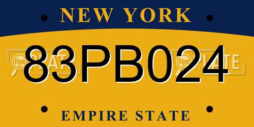 83PB024 New York License Plate