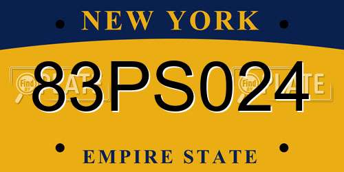 83PS024 New York License Plate