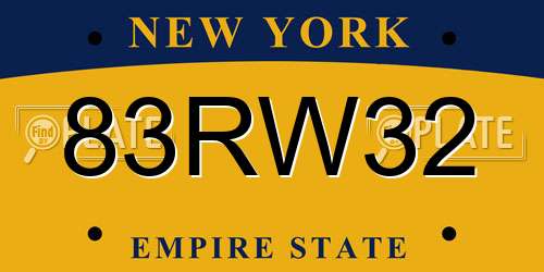 83RW32 New York License Plate