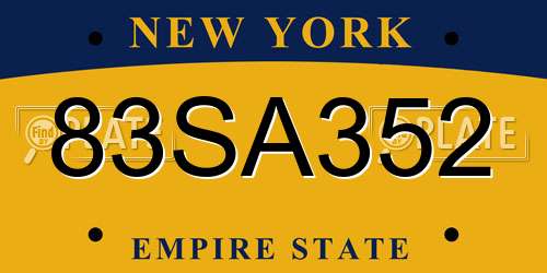 83SA352 New York License Plate