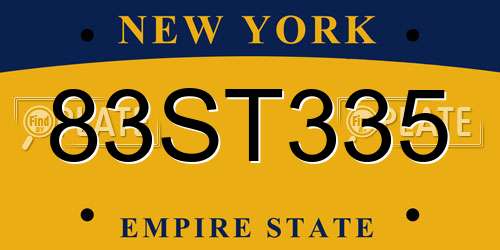 83ST335 New York License Plate