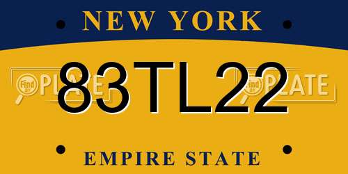 83TL22 New York License Plate