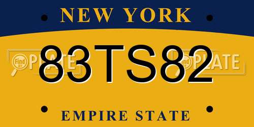 83TS82 New York License Plate