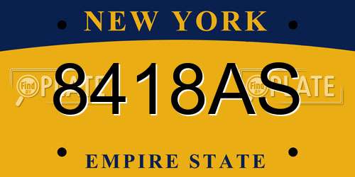 8418AS New York License Plate