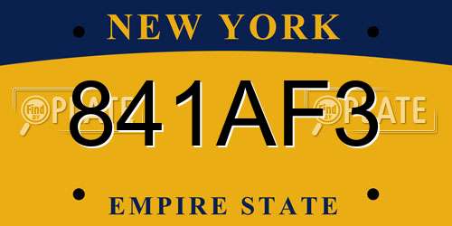 841AF3 New York License Plate