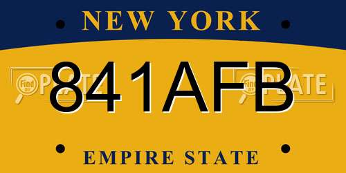 841AFB New York License Plate