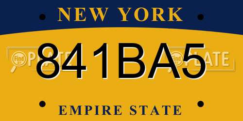 841BA5 New York License Plate