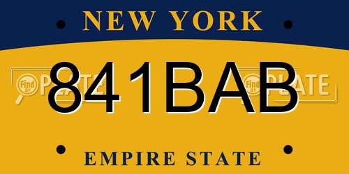 841BAB New York License Plate