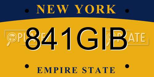 841GIB New York License Plate