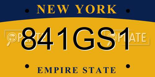 841GS1 New York License Plate