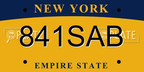 841SAB New York License Plate