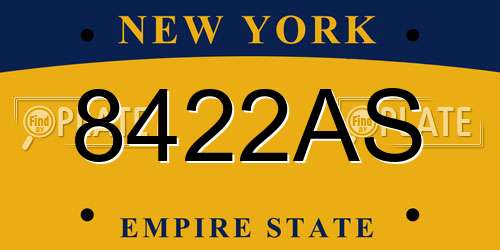 8422AS New York License Plate