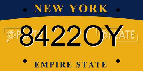 8422OY New York License Plate