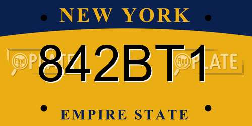 842BT1 New York License Plate
