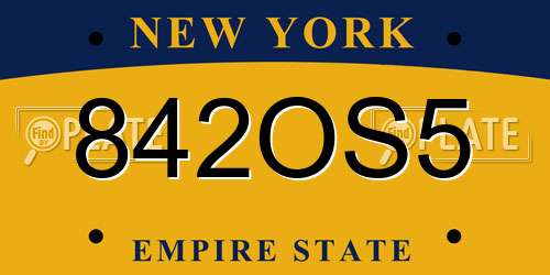 842OS5 New York License Plate
