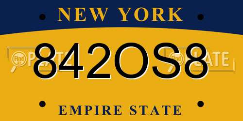 842OS8 New York License Plate