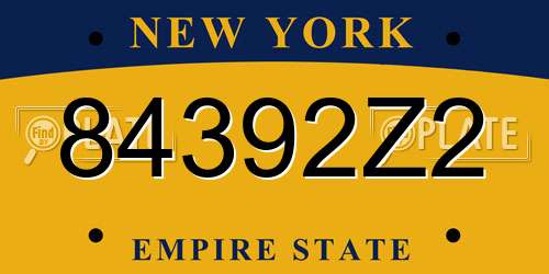 84392Z2 New York License Plate