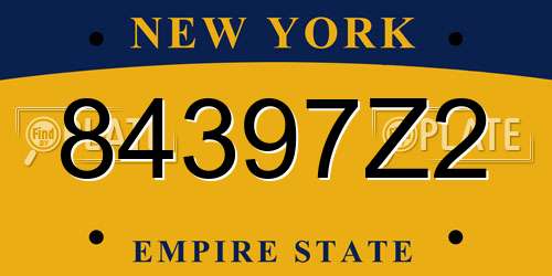 84397Z2 New York License Plate