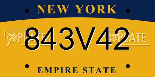 843V42 New York License Plate