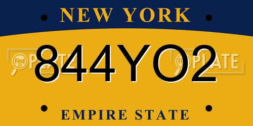 844YO2 New York License Plate