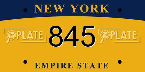 845 New York License Plate