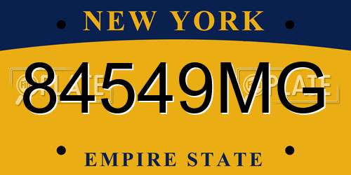 84549MG New York License Plate