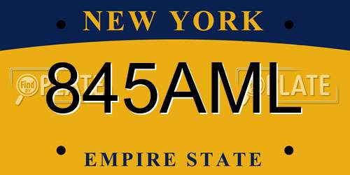 845AML New York License Plate